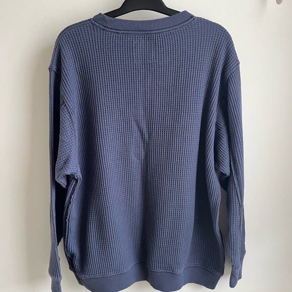 aerie Waffle Crewneck Sweater in Navy - Picture 3 of 5